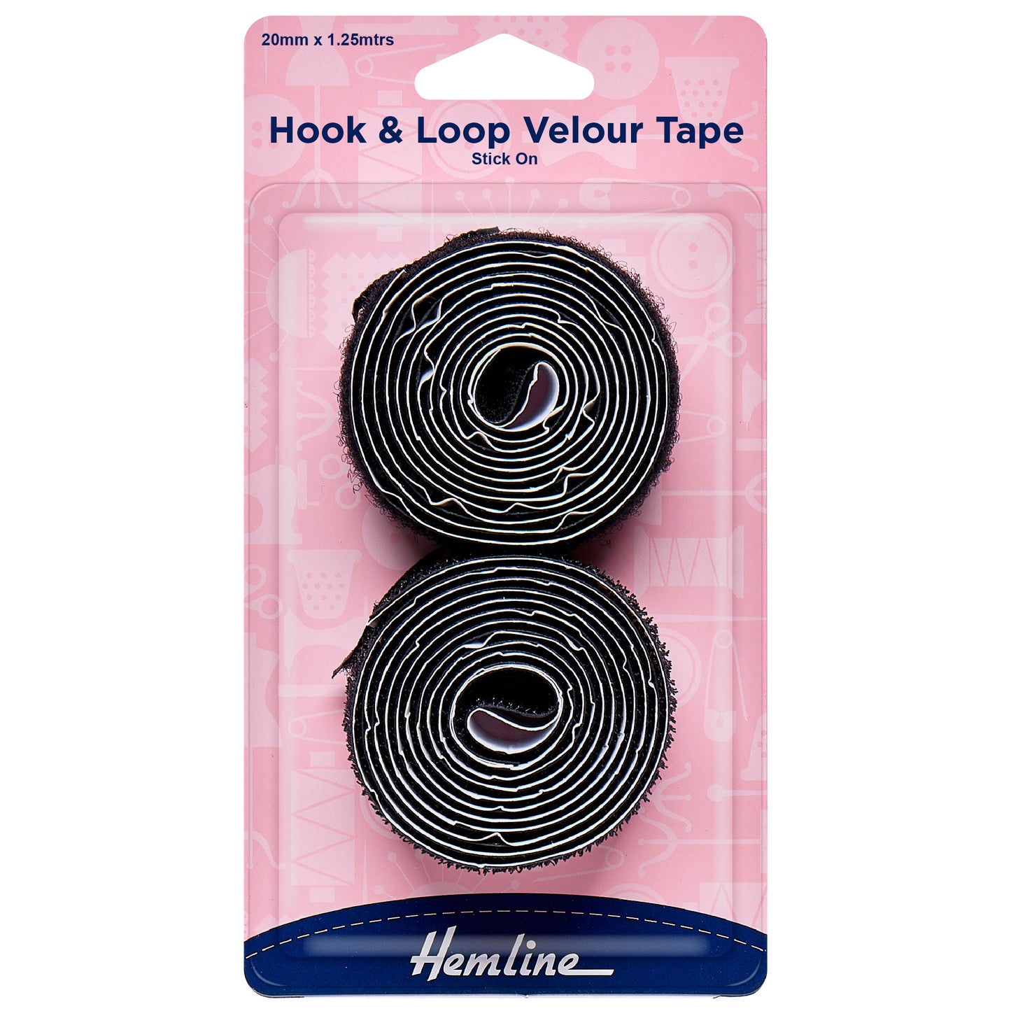 Hemline Hook & Loop Velour Tape – Self-Stick, Black