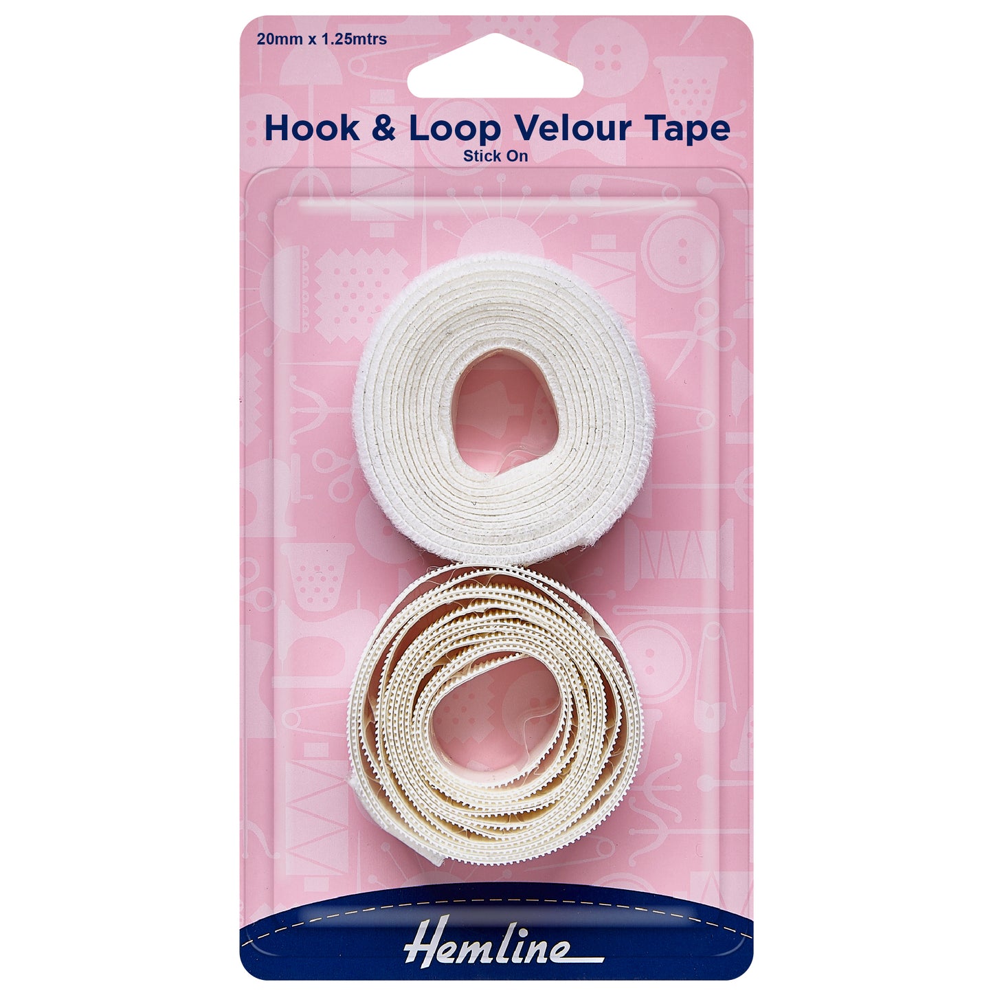 Hemline Hook & Loop Velour Tape – Self-Stick, White