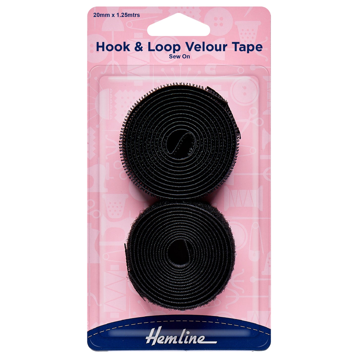 Hemline Hook & Loop Velour Tape – Sew In – Black