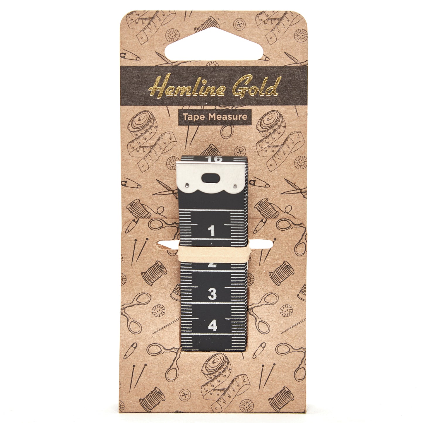 Tape Measure: Hemline Gold: Black