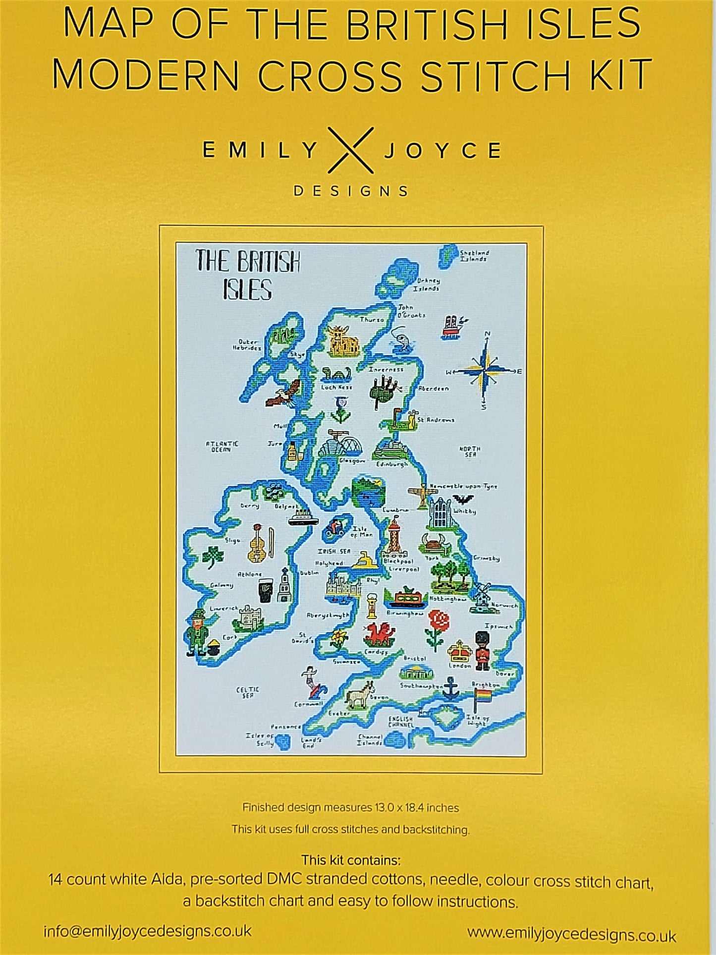 Map of the British Isles Modern Cross Stitch Kit