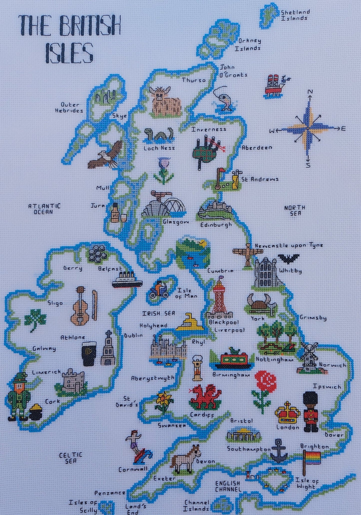 Map of the British Isles Modern Cross Stitch Kit