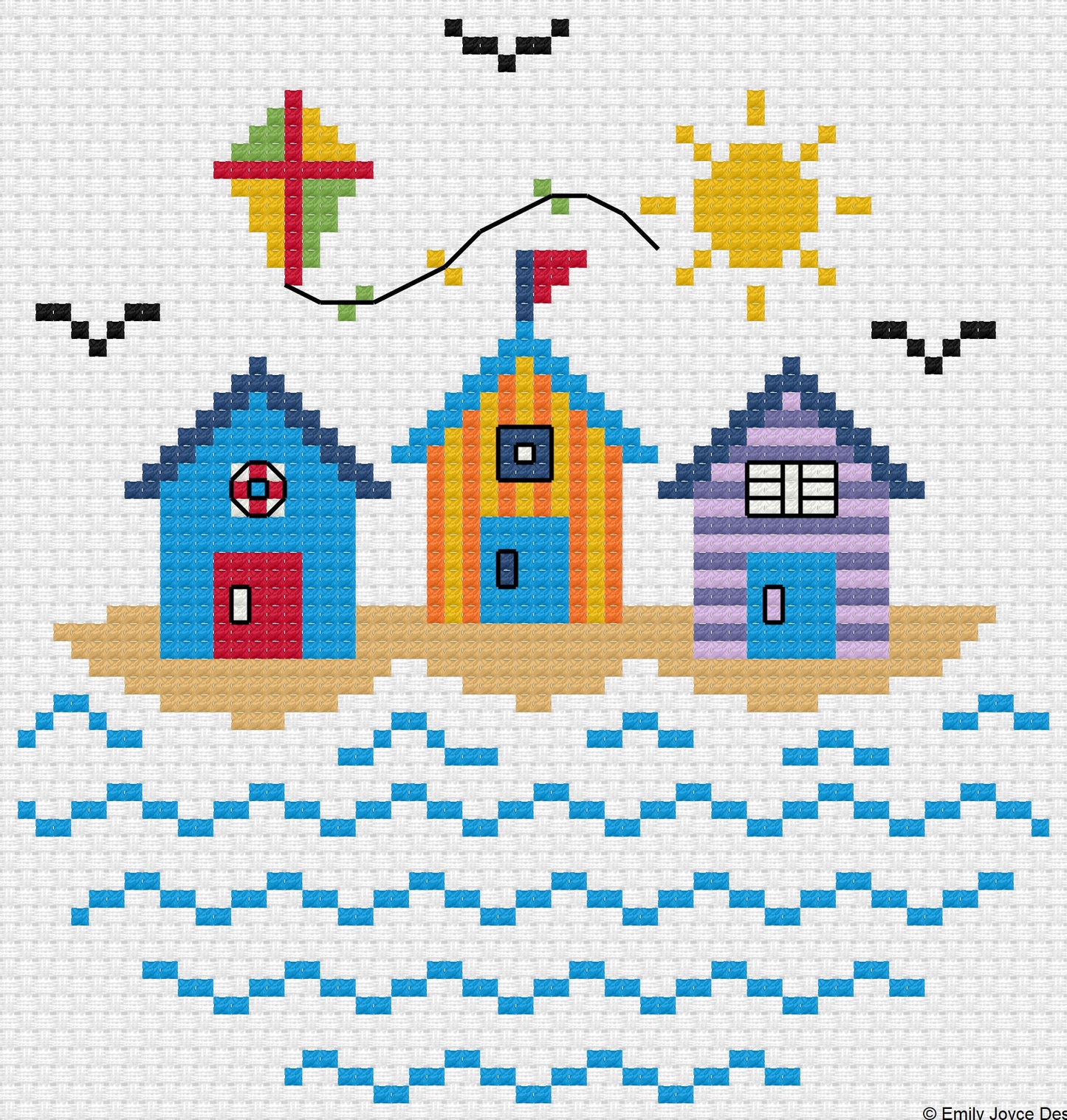Beach Hut Cross Stitch PDF Pattern (Digital)