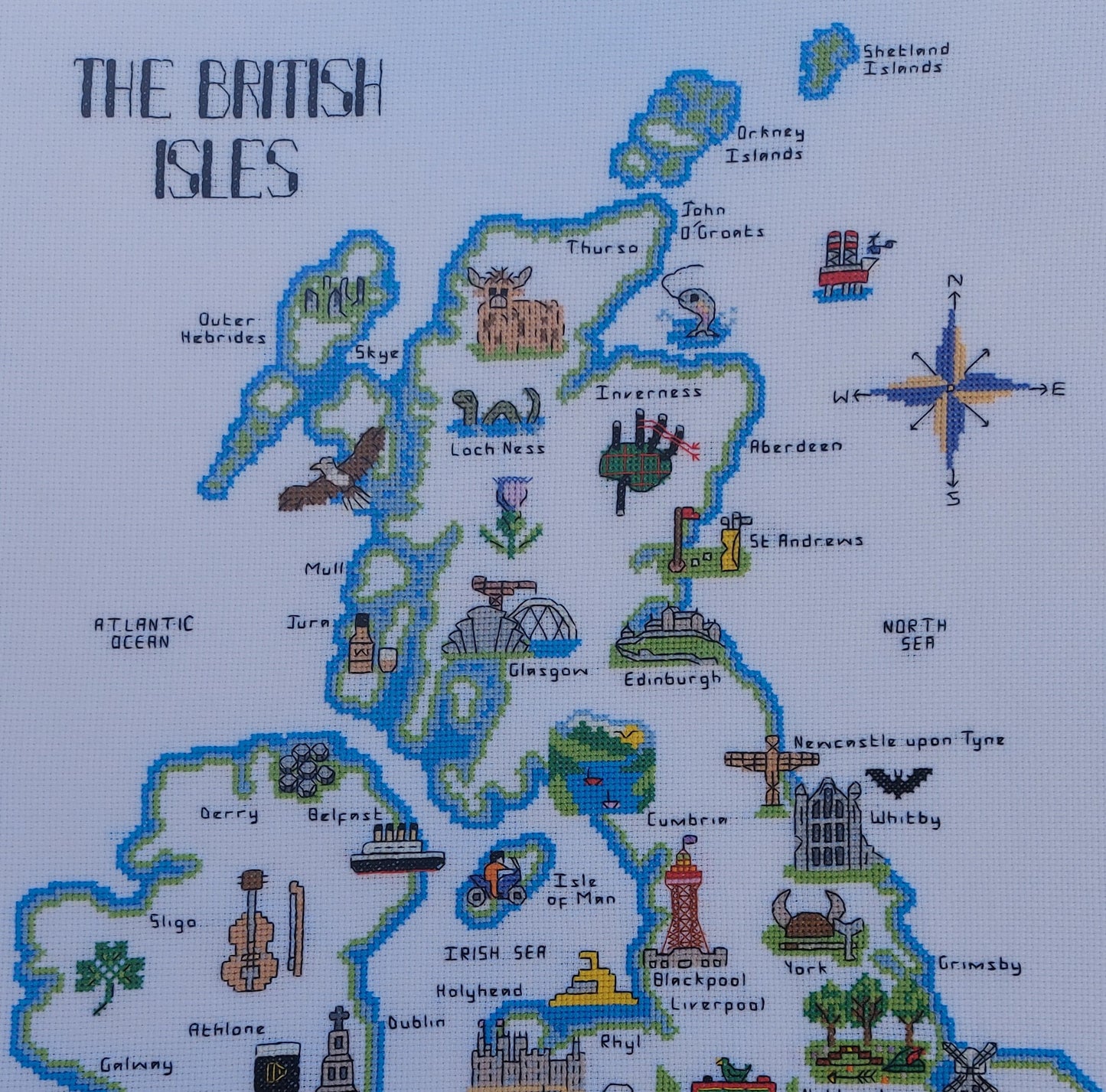 Map of The British Isles Cross Stitch PDF Pattern (Digital)