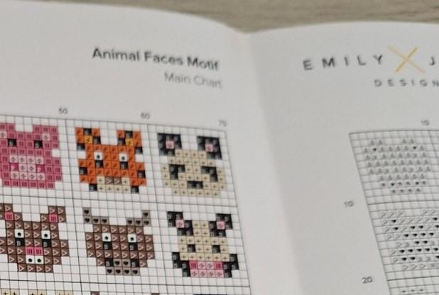 Animal Faces Tiny Cross Stitch Motifs Chart