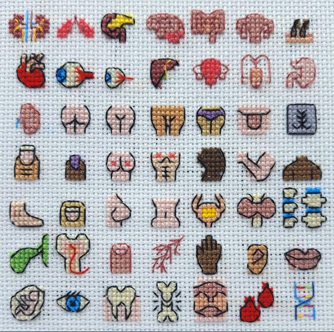 Body Parts Tiny Cross Stitch Motif Chart