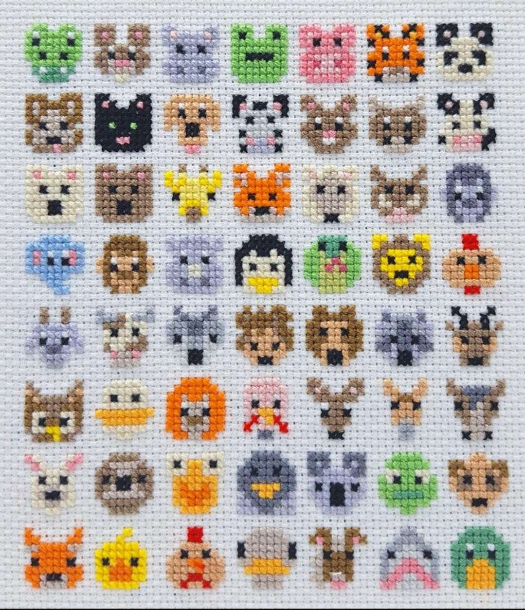 Animal Faces Tiny Cross Stitch Motifs Chart
