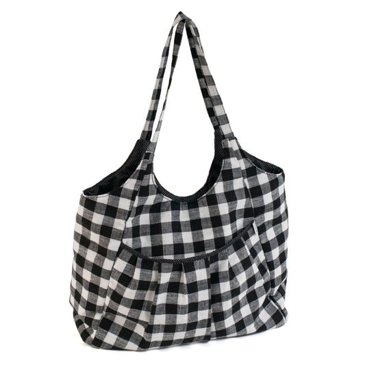 Craft Bag: Shoulder Tote: Monochrome Gingham