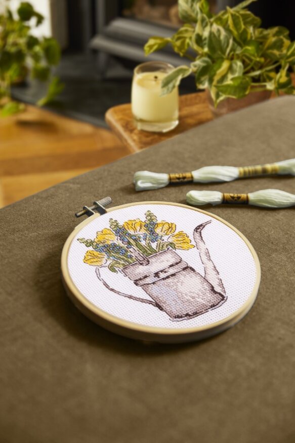 DMC Sunshine Flowers Watering Can Cross Stitch Kit