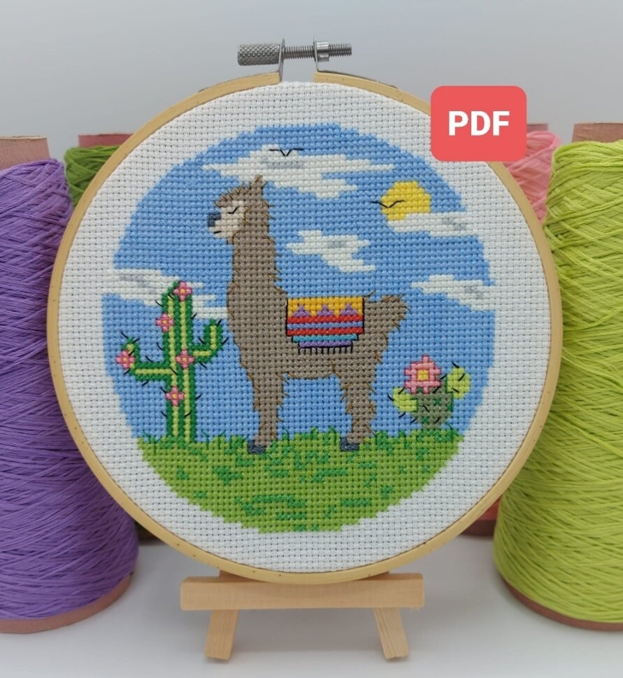 Alpaca Cross Stitch PDF, Llama Cross Stitch, Animal Cross Stitch, Alpaca Pattern, Llama Pattern, Animal PDF, Cross Stitch PDF