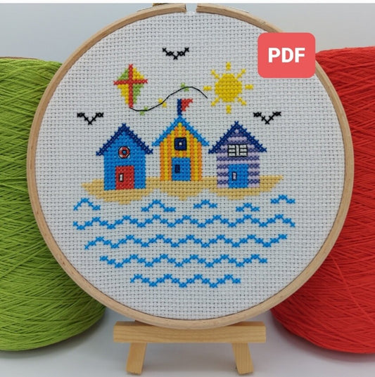 Beach Hut Cross Stitch PDF Pattern (Digital)