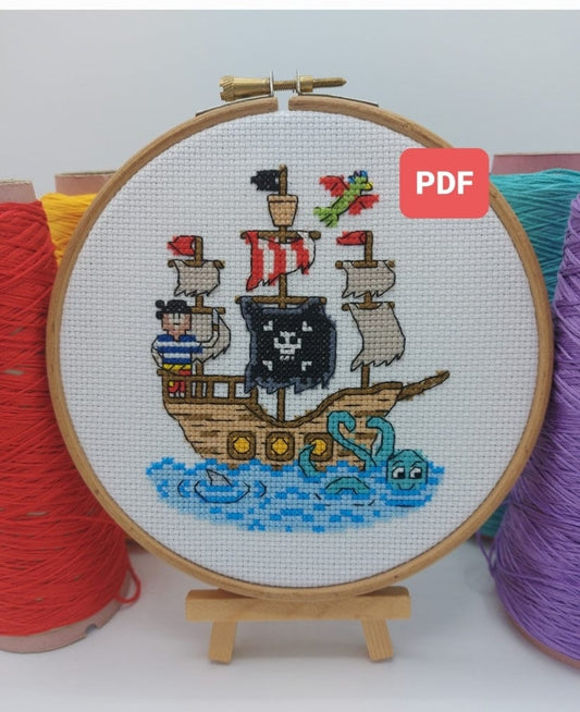 Pirate Ship Cross Stitch PDF Pattern (Digital)