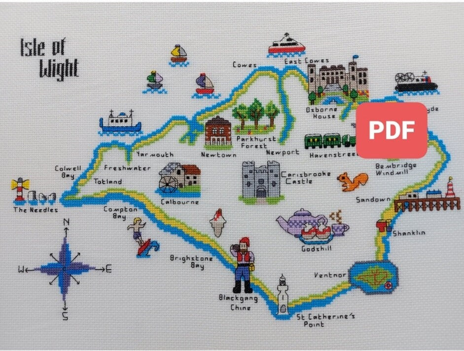 Modern Isle of Wight Cross Stitch