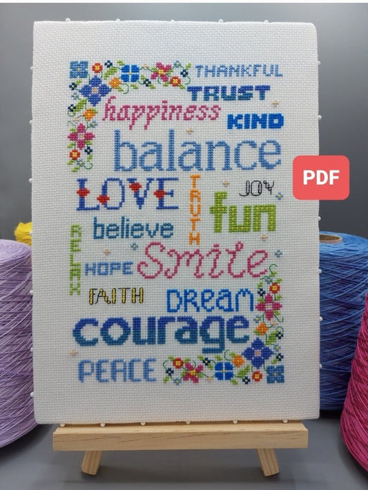 Positivity Cross Stitch PDF Pattern (Digital)