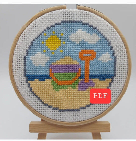 Bucket and Spade Cross Stitch PDF Pattern (Digital)