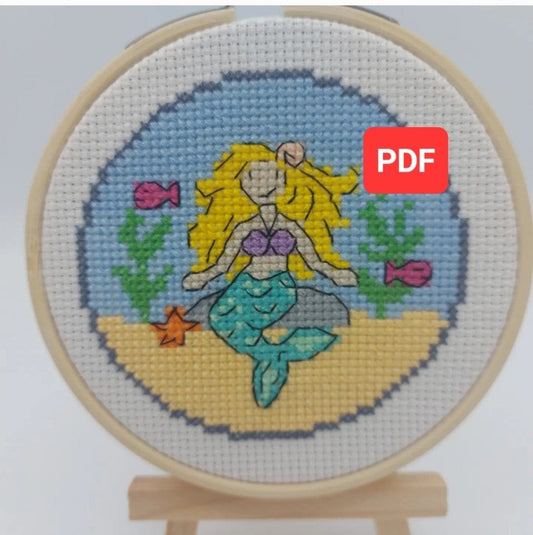 Mermaid Cross Stitch PDF Pattern (Digital)