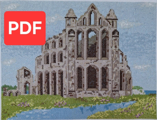 A View of Whitby Abbey Cross Stitch PDF Pattern (Digital)