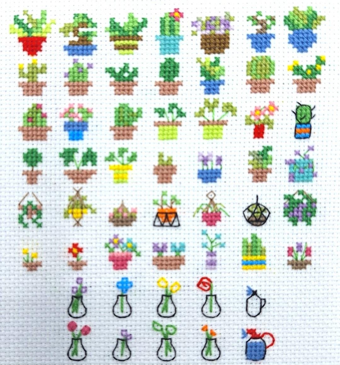 Plants and Flowers Tiny Cross Stitch Motif Chart